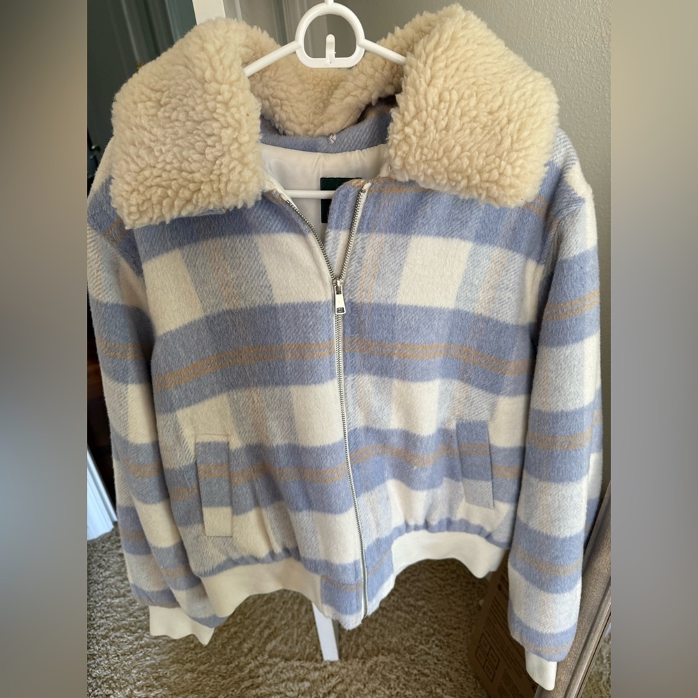 Wild Fable Blue and White Sherpa Jacket
